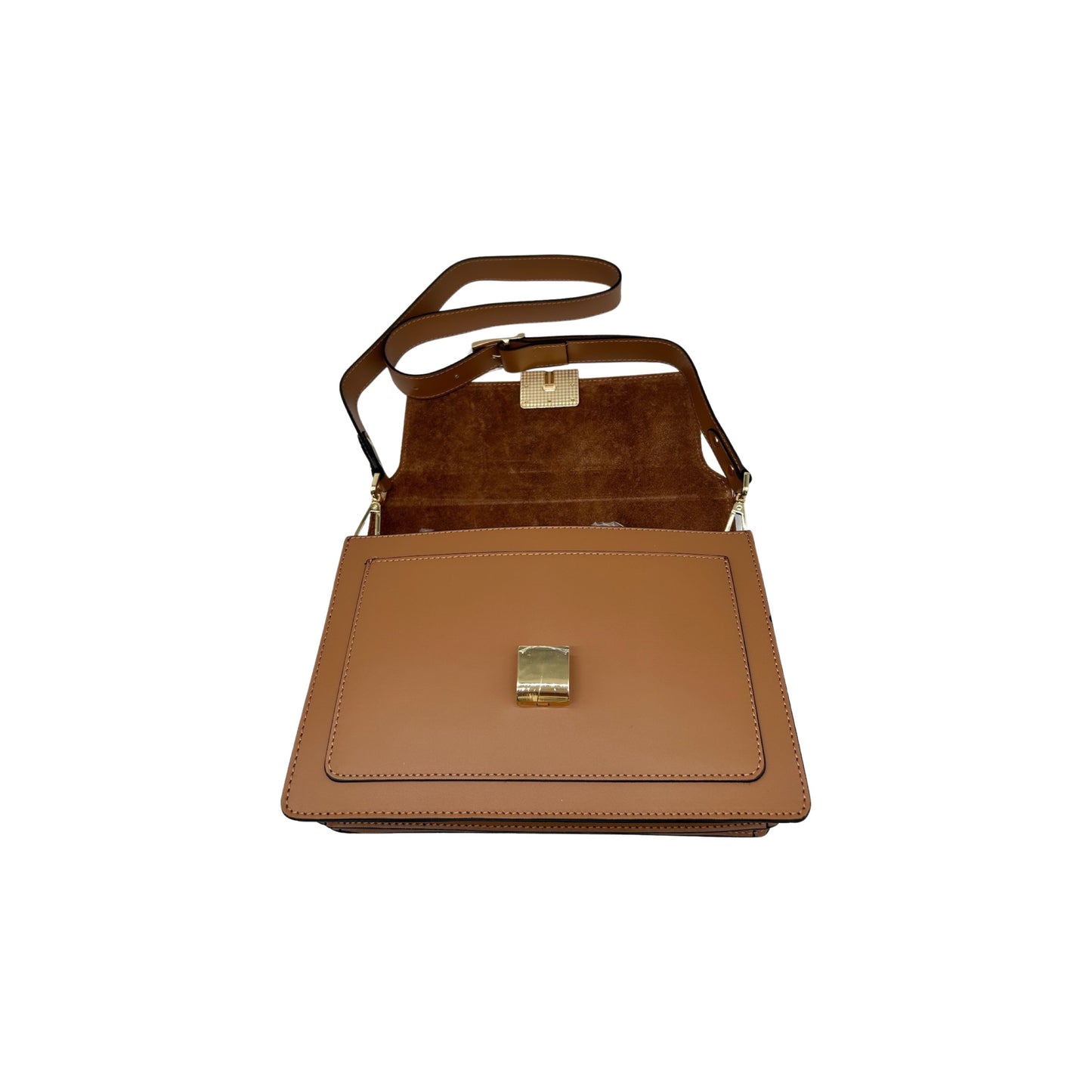 SAC BANDOULIERE CUIR LISSE CANDICE CAMEL