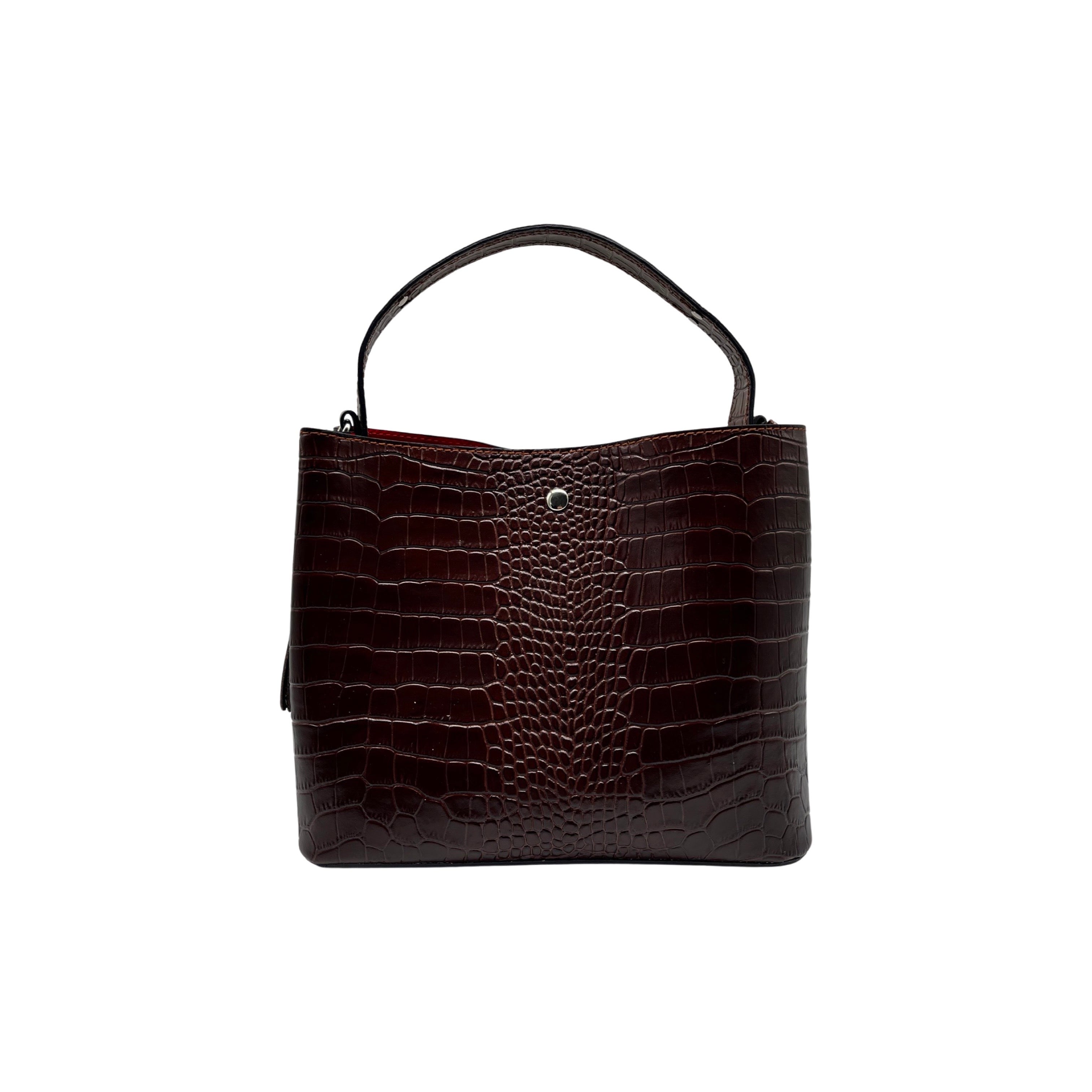 SAC CUIR EFFET CROCO CELIA MARRON Louisa Lee