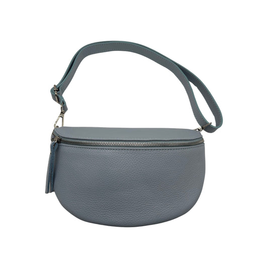 LINA GRAINED LEATHER BELT BAG 25CM SKY BLUE