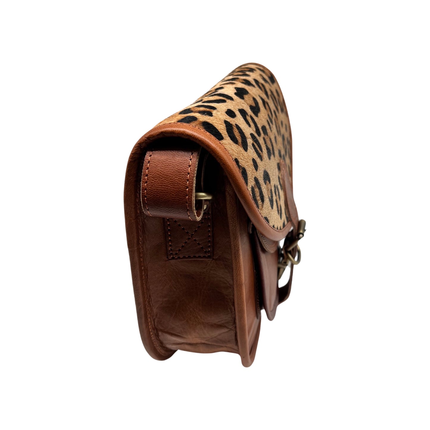 KALI LEATHER CROSSBODY BAG 33CM LEOPARD FINISH