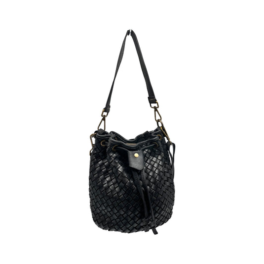 ANNABELLA BLACK WASHED LEATHER BUCKET BAG