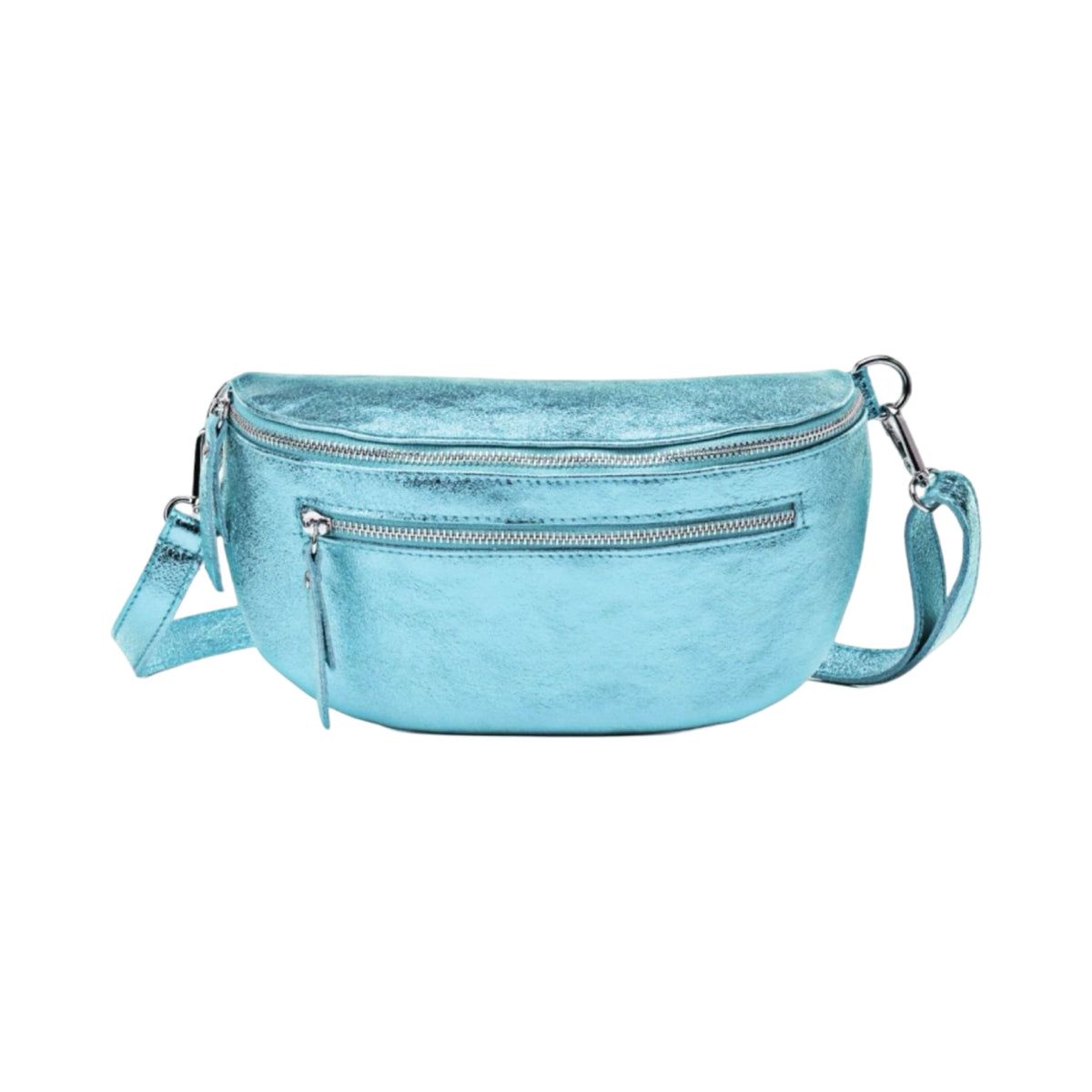 Sac Banane 2 Fermetures en Cuir Irisé 30cm