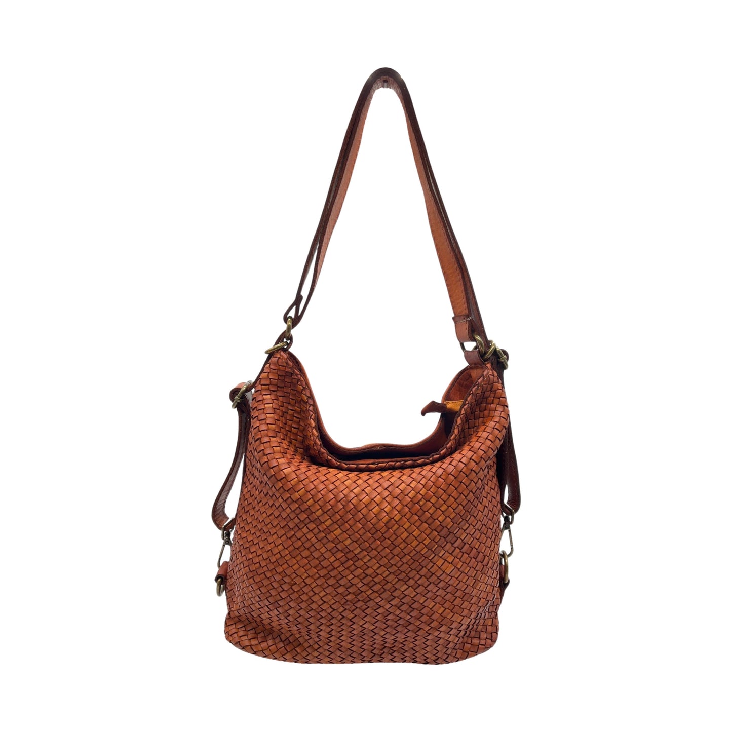 SAC CUIR WASHED SOLENE CAMEL