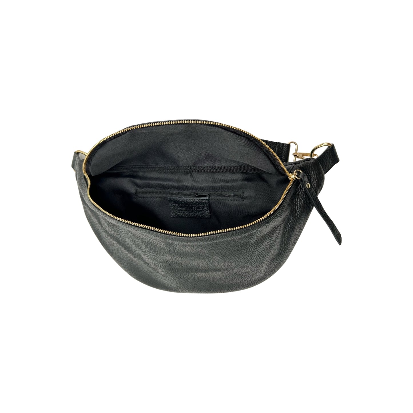 GRAND SAC BANANE CUIR GRAINE 39CM NOIR