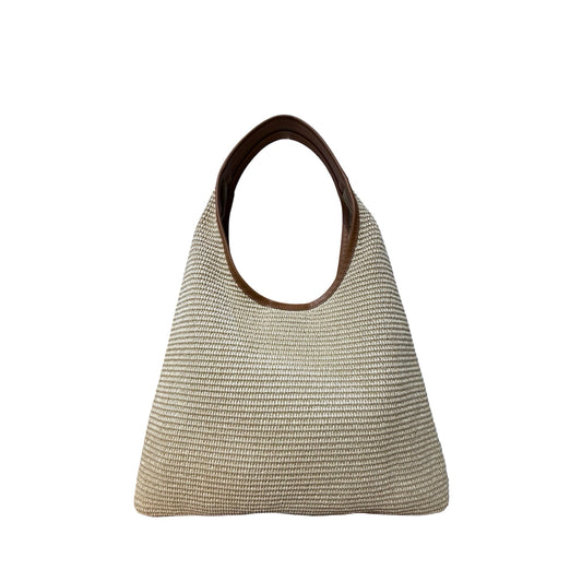 SAC EPAULE RAPHIA GARNI CUIR