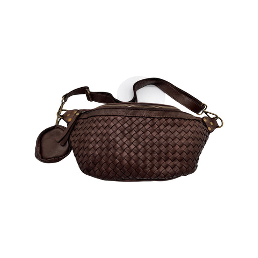 AMBRA BROWN WASHED LEATHER BELT BAG