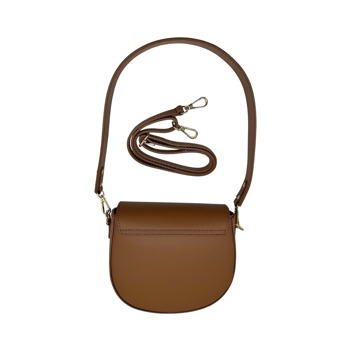 SAC BANDOULIERE CUIR LISSE LEONINE CAMEL