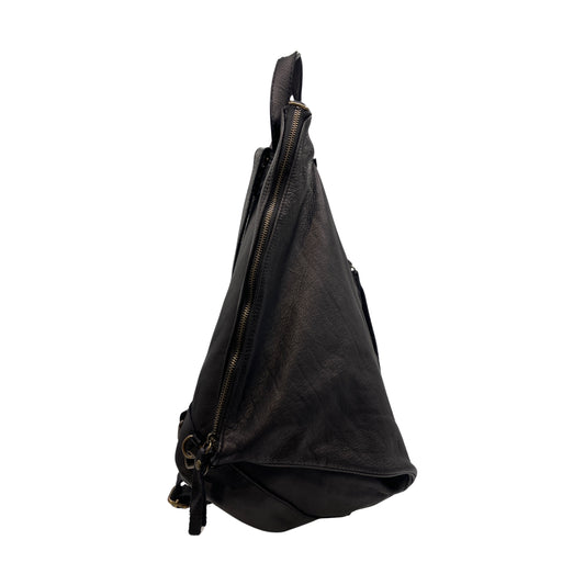 RUCKSACK EMILIE AUS SCHWARZEM WASCHLEDER