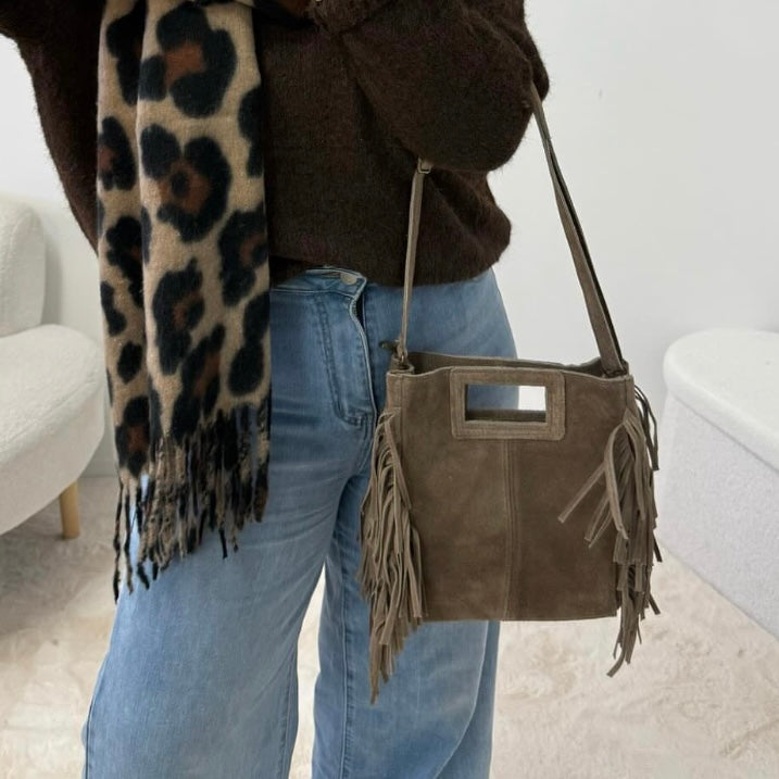 MARION BEIGE SUEDE LEATHER HANDBAG