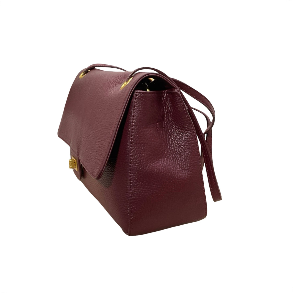 Sac Porté Épaule en Cuir Grainé Apoline