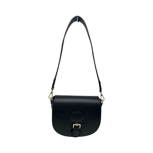 BLACK LEONINE SMOOTH LEATHER CROSSBODY BAG 