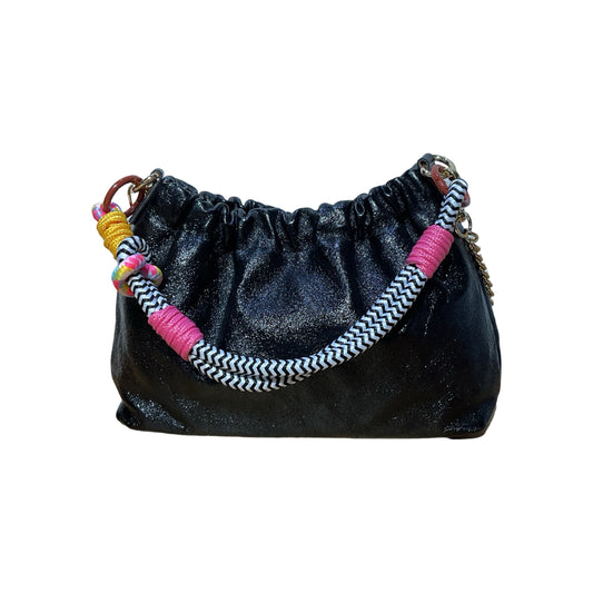 SAC DOUBLE BANDOULIERE CUIR IRISE PLISSA