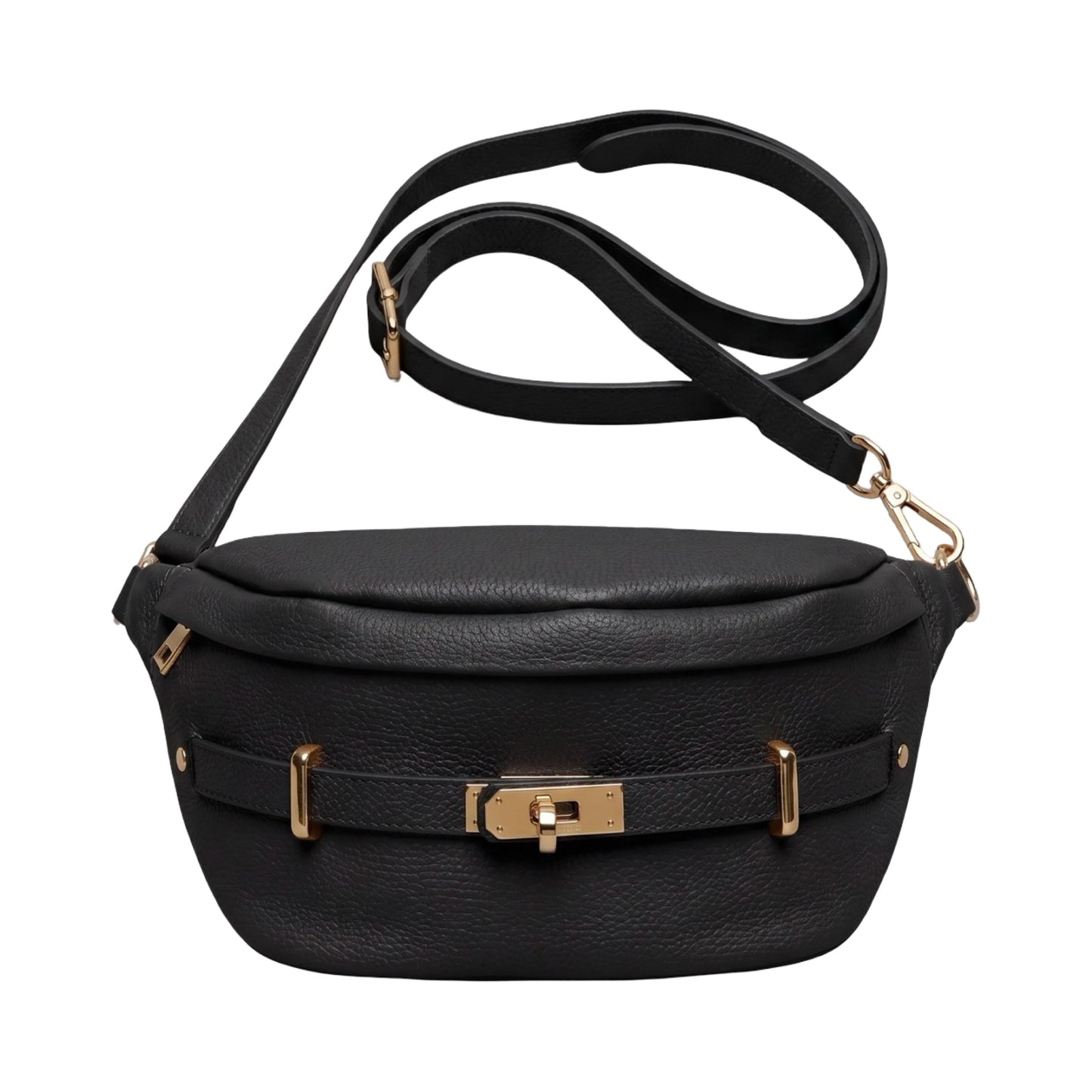 Grand Sac Banane en Cuir Grainé avec Boucle