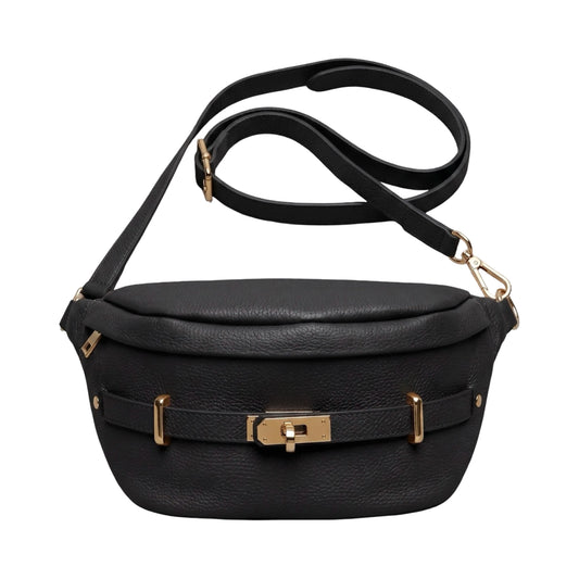 Grand Sac Banane en Cuir Grainé avec Boucle