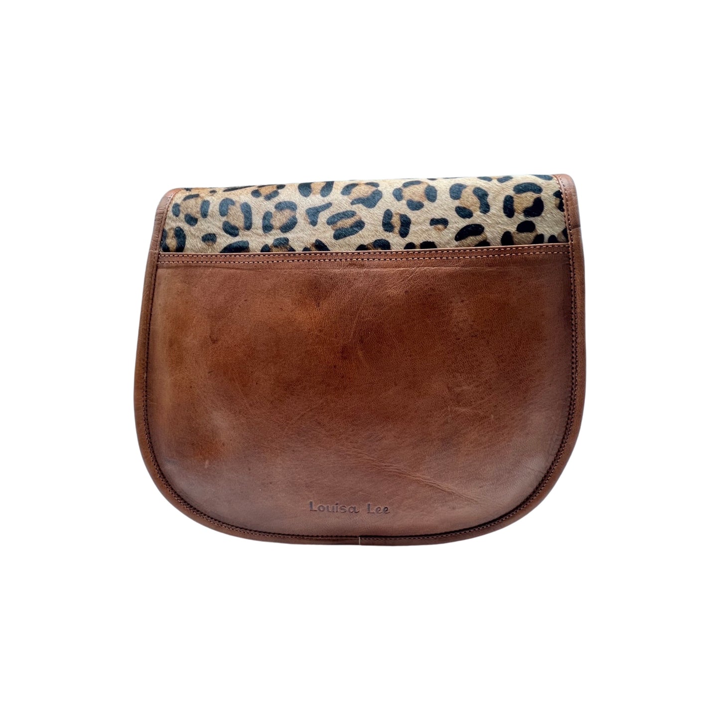 SAC BANDOULIERE CUIR  PRIYA FINITION LEOPARD