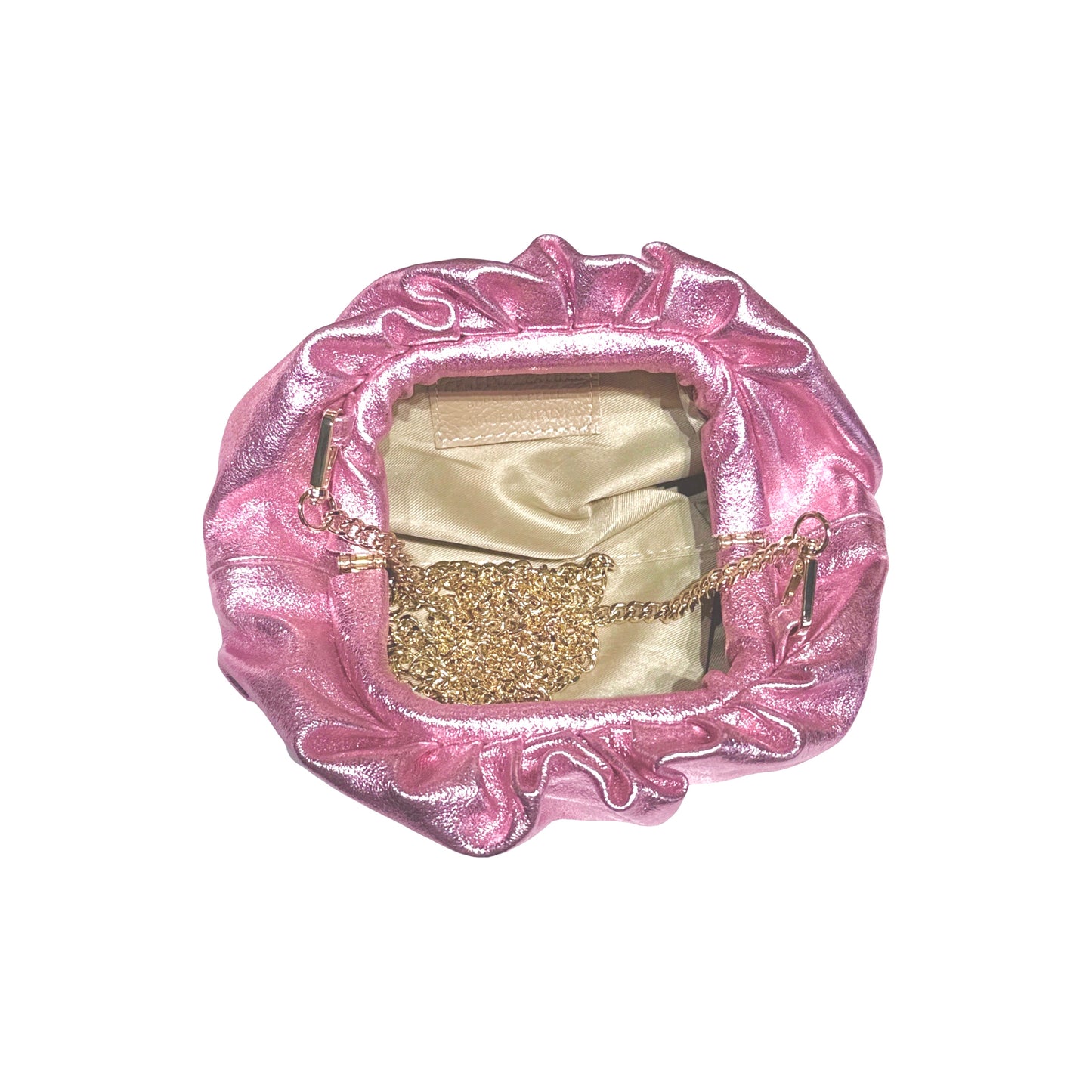 Sac plissé cuir irisé Chainette