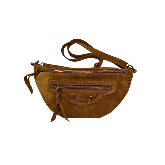 SAC BANANE CUIR DAIM JADE CAMEL