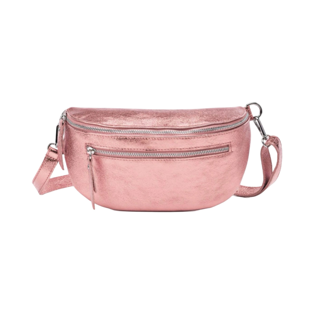 Sac Banane 2 Fermetures en Cuir Irisé 30cm