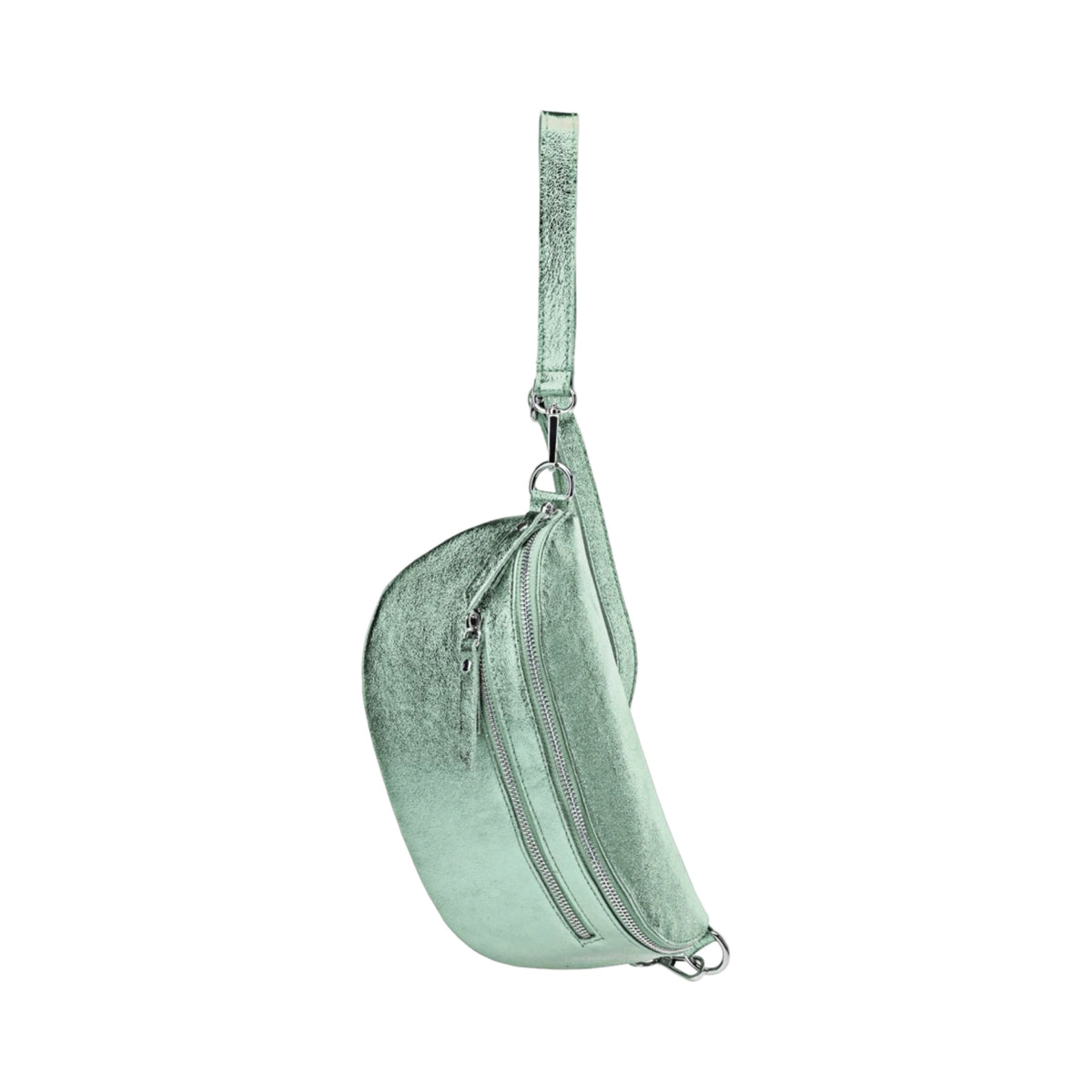 Sac Banane 2 Fermetures en Cuir Irisé 30cm