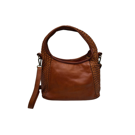 SAC A MAIN  TRESSE COTE CUIR WASHED BLANCA