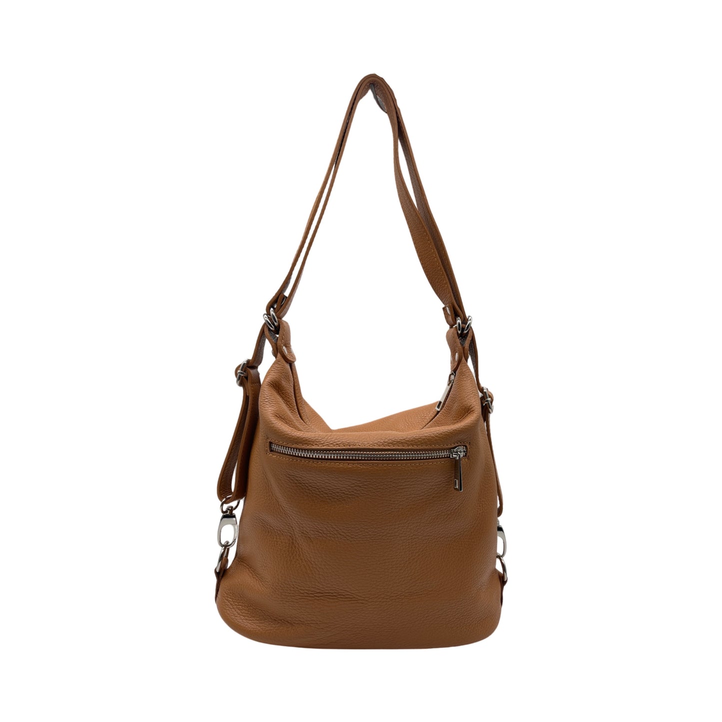 LOUISE CAMEL SEEDED LEATHER BUCKET BAG