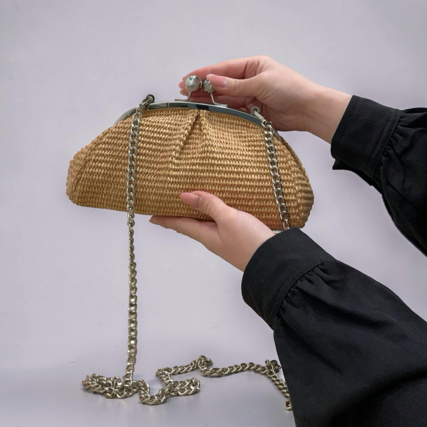 SAC CUIR RAPHIA FERMOIR MELORO