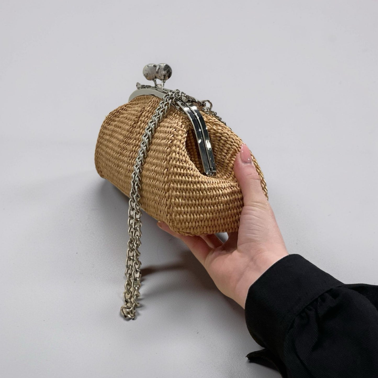 SAC CUIR RAPHIA FERMOIR MELORO