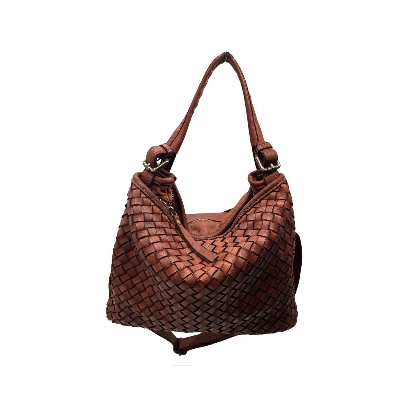 SAC EPAULE CUIR WASHED MIREILLE CAMEL