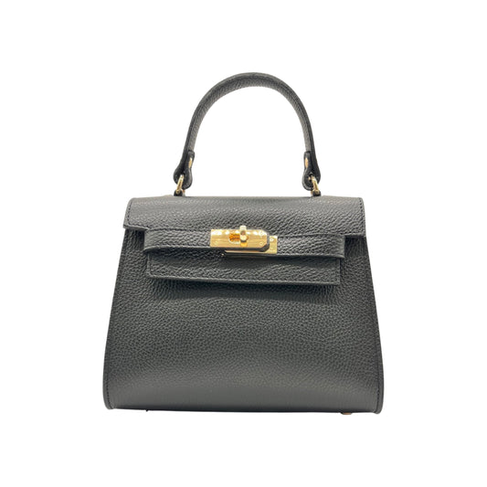 MARA GRAINED LEATHER HAND BAG BLACK