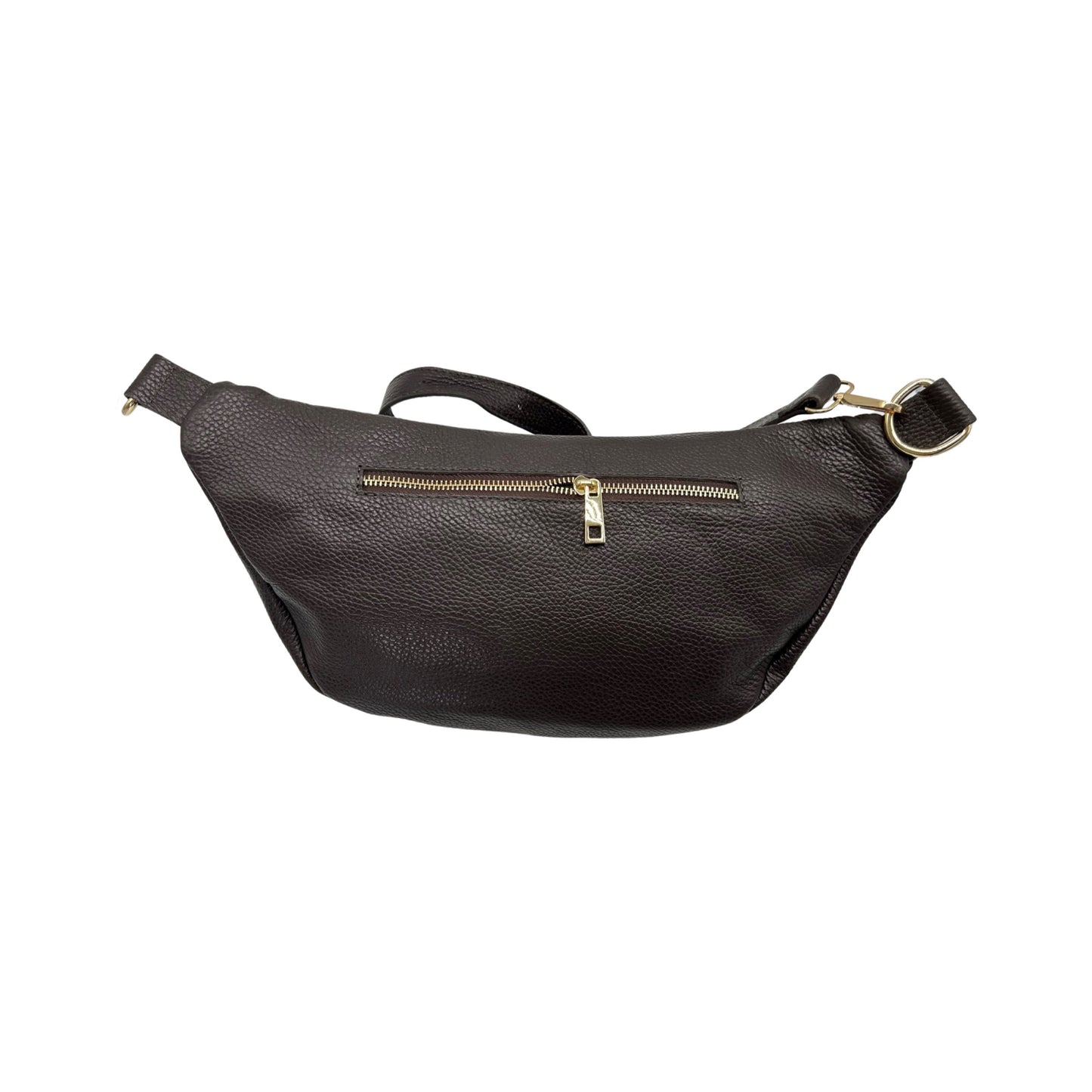 GROSSE GÜRTELTASCHE AUS SAATLEDER, 39 CM, DUNKELBRAUN