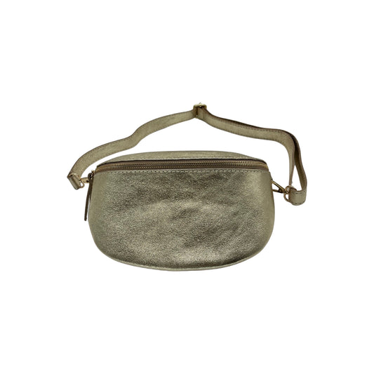 SAC BANANE LINA EN CUIR GRAINE 25CM OR