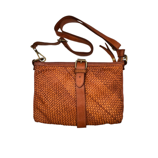 INES CAMEL WASHED LEATHER POUCH BAG