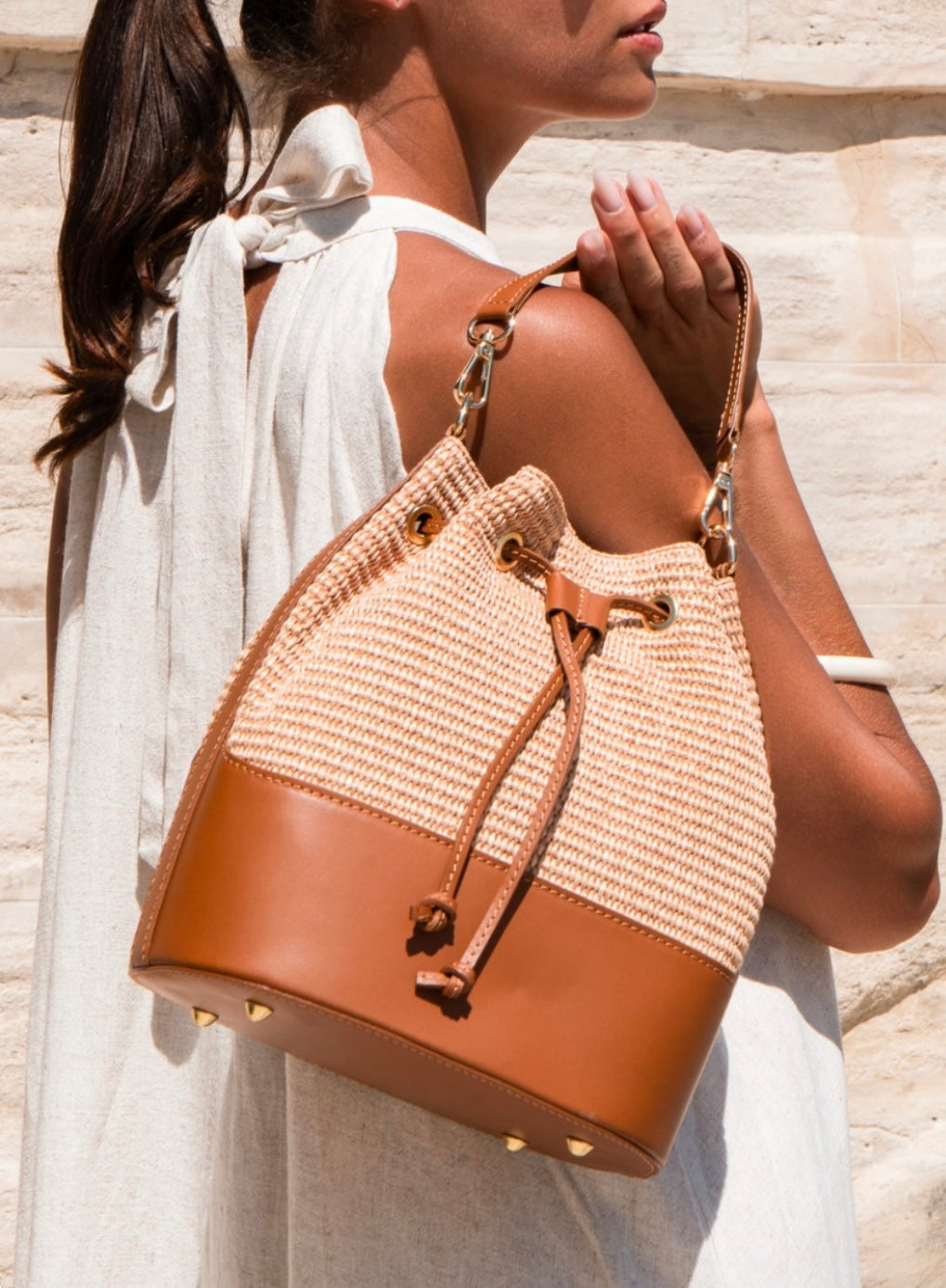 SAC A MAIN BOURSE CUIR RAPHIA GABI