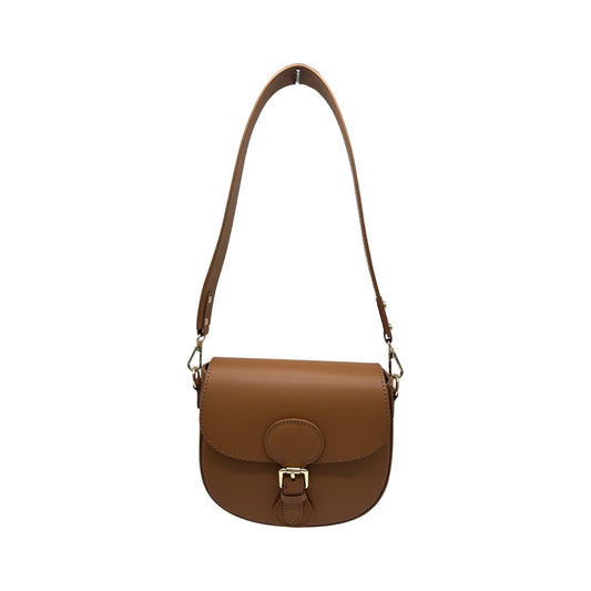 LEONINE CAMEL SMOOTH LEATHER CROSSBODY BAG 