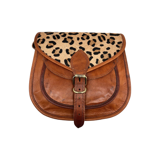 KALI LEATHER CROSSBODY BAG 33CM LEOPARD FINISH