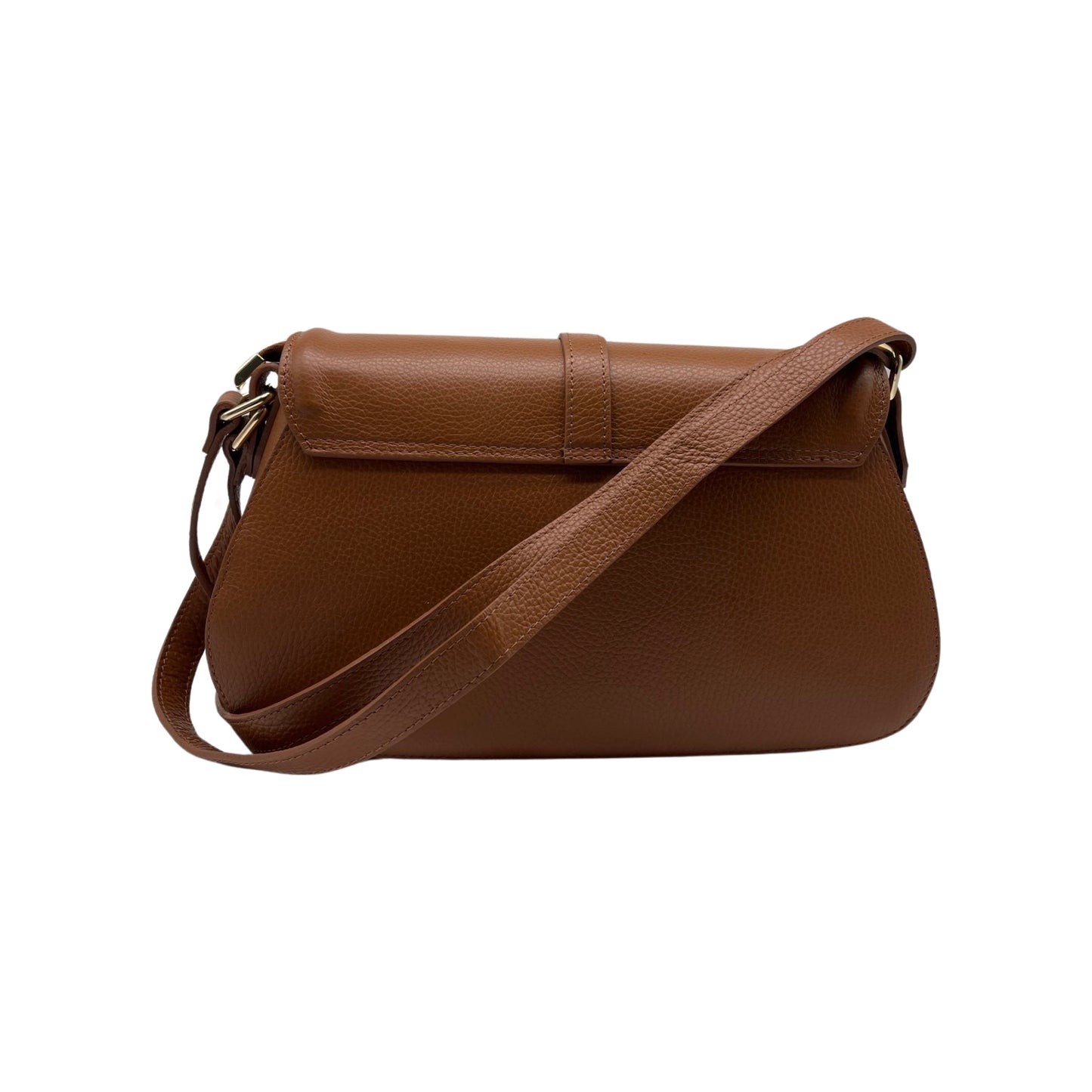 ALMA CAMEL GRAINED LEATHER FLAP BAG