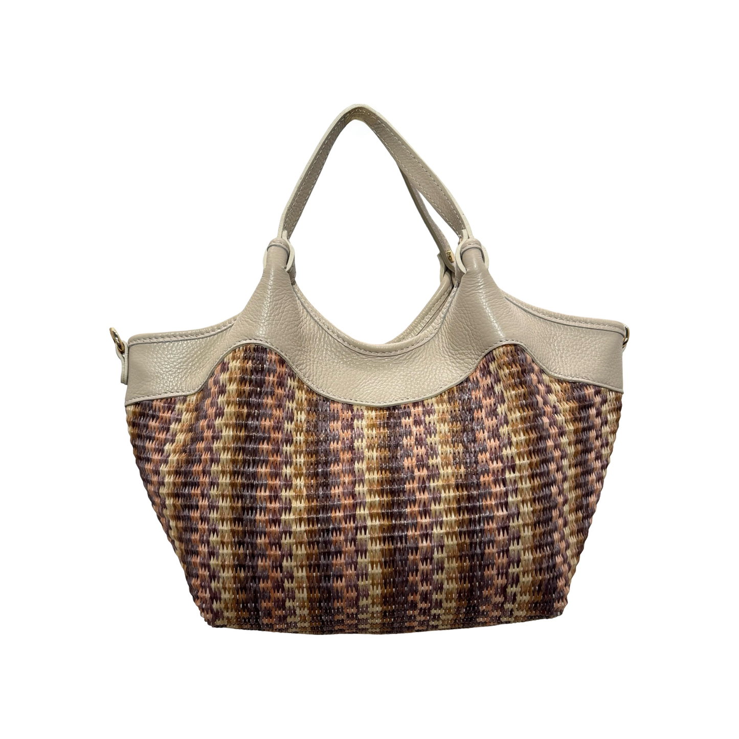 Sac Raphia Cuir Olga Médium Multicolore