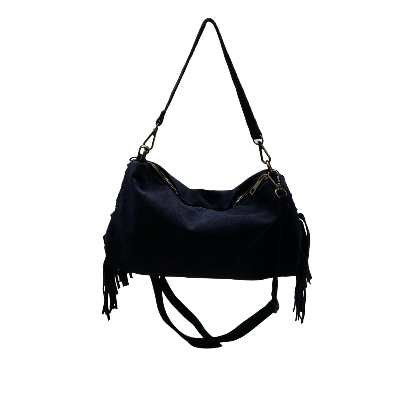 SAC CUIR SUEDE FRANGE RECTO