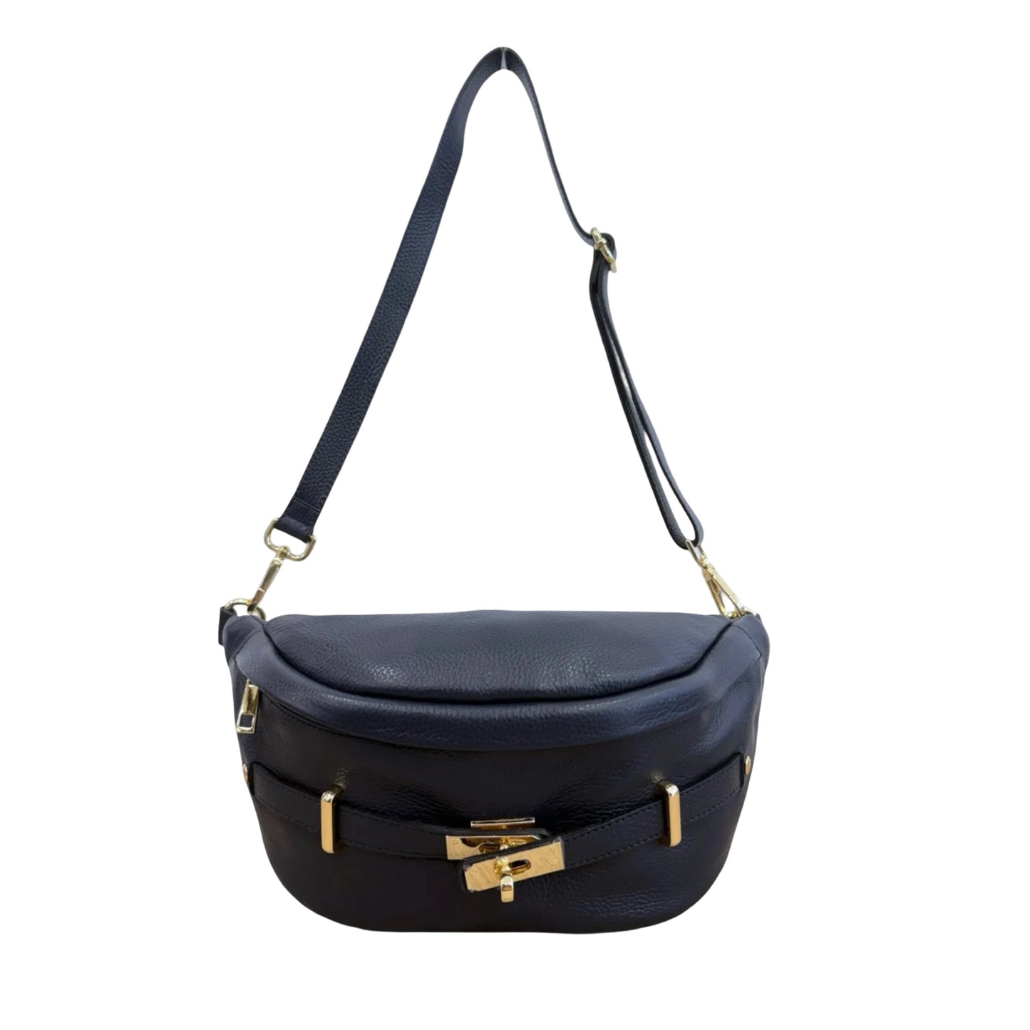 Grand Sac Banane en Cuir Grainé avec Boucle