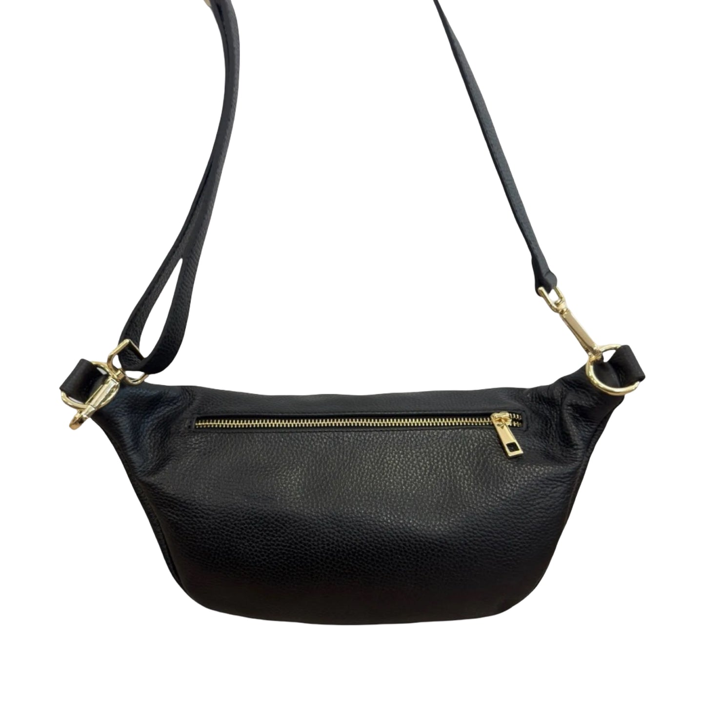 Grand Sac Banane en Cuir Grainé avec Boucle