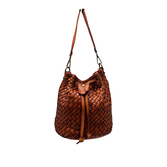 ANNABELLA CAMEL WASHED LEATHER BUCKET BAG