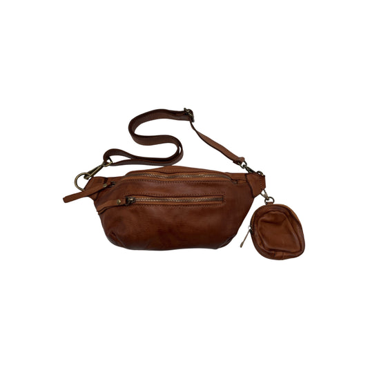 GIULIA S CAMEL WASHED LEATHER BELT BAG