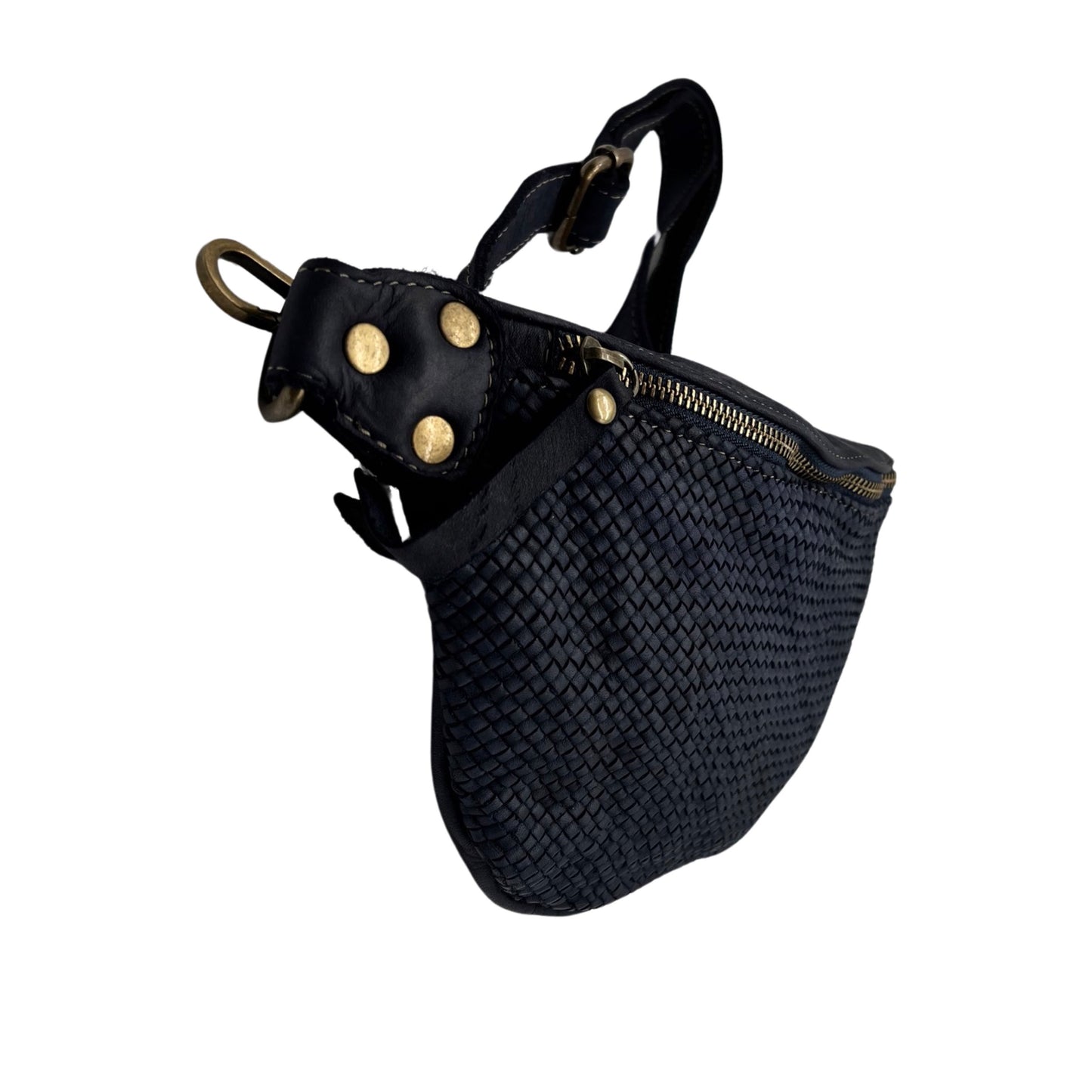 SAC BANANE CUIR  WASHED TRESSE LUNA BLEU