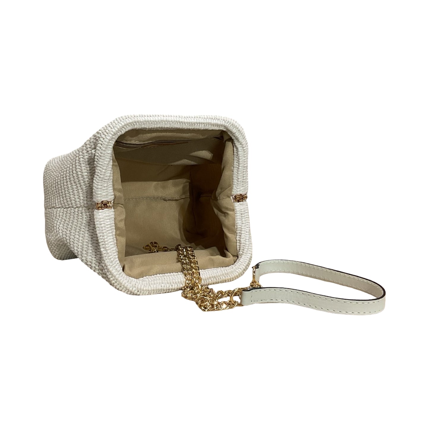 SAC CUIR RAPHIA FERMOIR LAURE