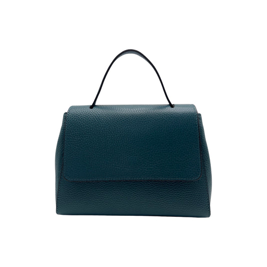 GREEN IRENE GRAIN LEATHER HANDLE BAG