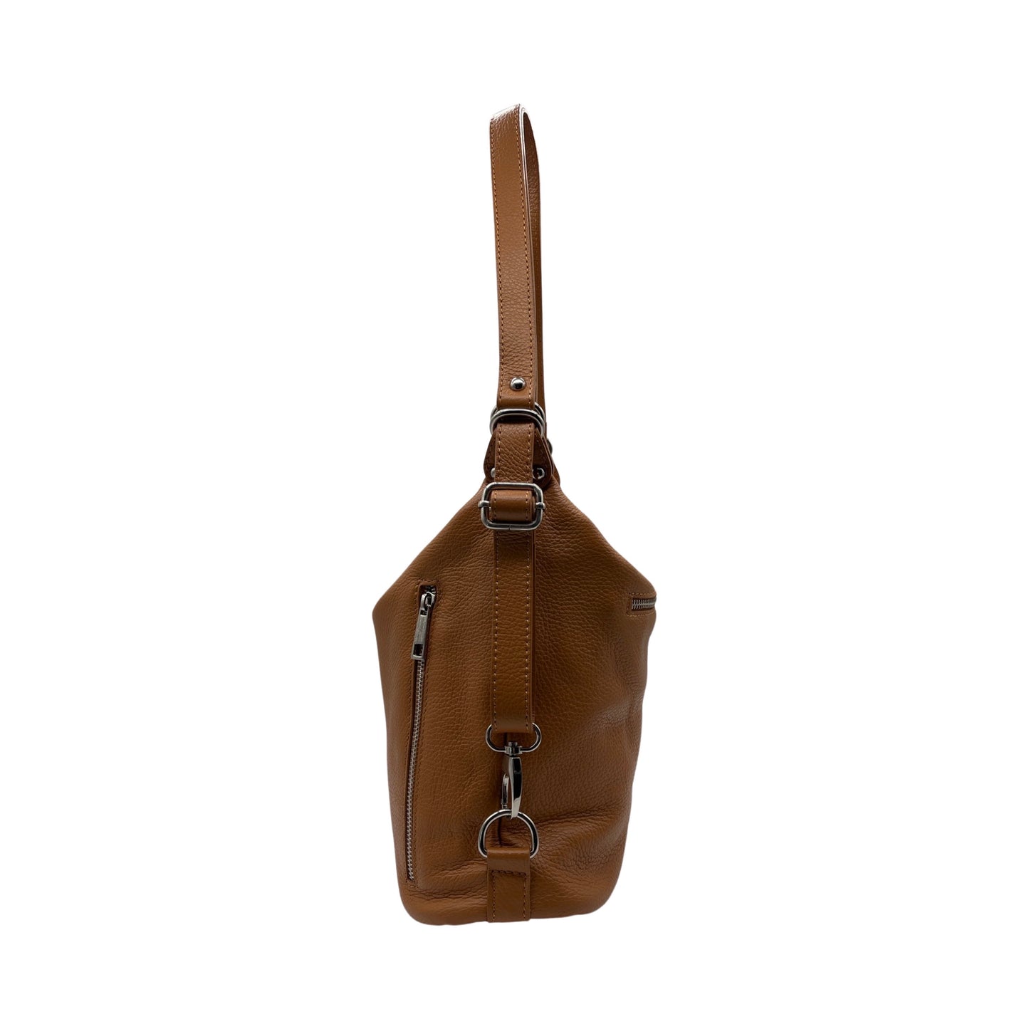 LOUISE CAMEL SEEDED LEATHER BUCKET BAG