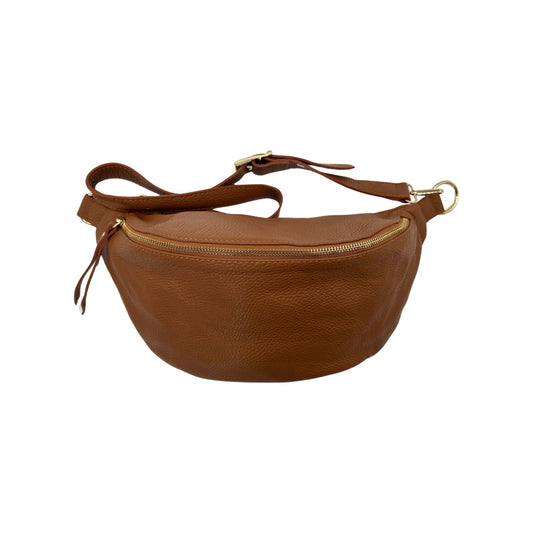 GRAND SAC BANANE CUIR GRAINE 39CM CAMEL