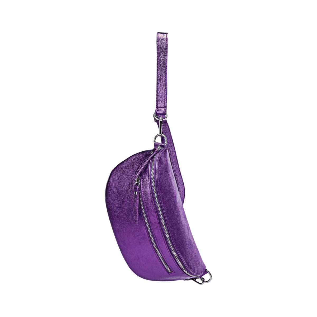 Sac Banane 2 Fermetures en Cuir Irisé 30cm