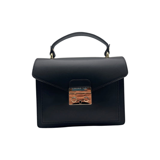 BLACK DELIA SMOOTH LEATHER HANDLE BAG