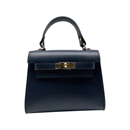 SAFIANO JACQUELINE BLUE LEATHER HANDLE BAG